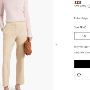 JIL SANDER Tan Stretch Straight Leg Trousers Pants 38 8 x 30 $600